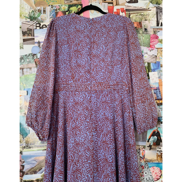 Blue and Red hush Keyhole Puff Sleeve Maxi Dress UK 14/US L - Picture 7 of 9